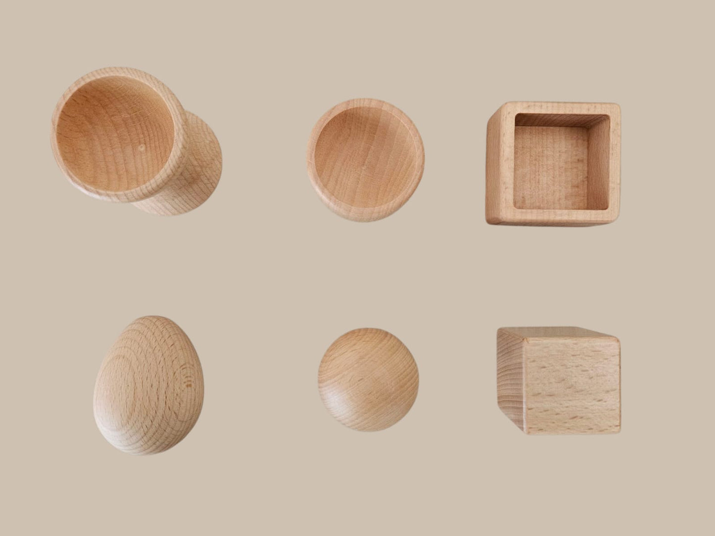 Montessori Egg, Sphere & Cube in Cups Set